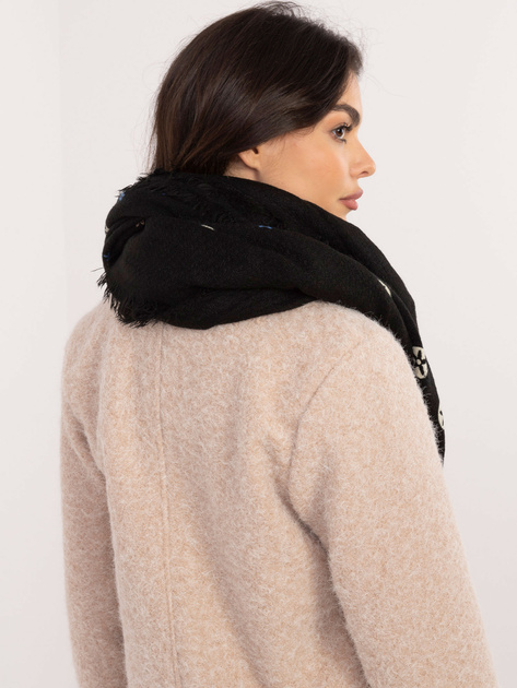 Hurtownia Czarny damski szal z nadrukiem