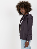 Hurtownia Grafitowa rozpinana bluza basic z kapturem 