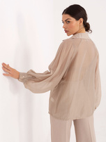 Beżowa przezroczysta koszula z ozdobnymi guzikami