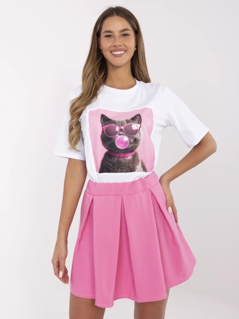 Biały bawełniany t-shirt z nadrukiem