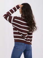 Brauner Damen-Polo-Pullover mit gesticktem Bären.