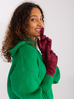 Hurtownia Bordowe eleganckie rękawiczki zimowe 