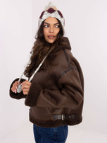 Hurt Biała damska czapka uszatka z pomponami