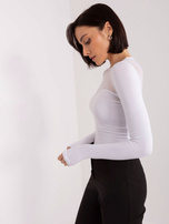 Hurt White basic long-sleeve blouse with a round neckline BASIC FEEL GOOD.