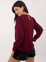 Hurt Bordowa  wizytowa bluzka z ozdobnymi guzikami