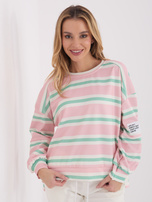 Jasnoróżowa damska bluza oversize w paski