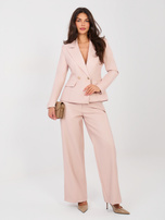 Jasnoróżowe skórzane spodnie od kompletu 