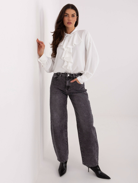 Ecru damska koszula z ozdobnymi guzikami