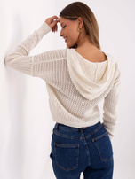 Hurt Jasnobeżowy ażurowy sweter z suwakiem BASIC FEEL GOOD