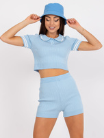 Niebieski dwuczęściowy komplet letni w prążek