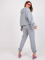 Szary melanżowy dresowy komplet basic ze spodniami 