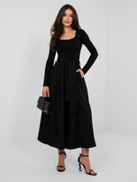 Czarna bluzka basic z kwadratowym dekoltem RUE PARIS 