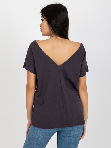 Hurt Grafitowy t-shirt basic z dekoltem na plecach Fire