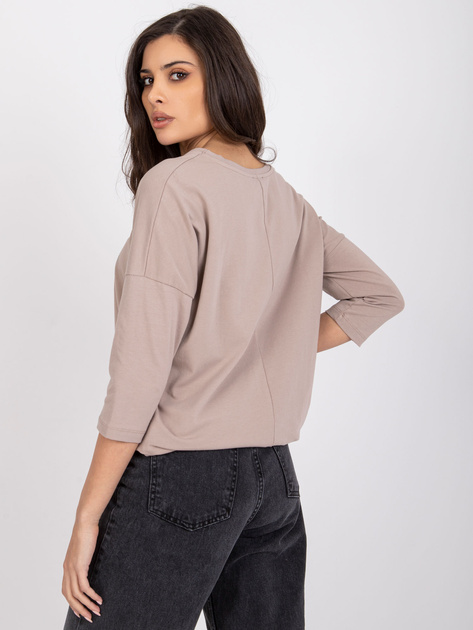 Ciemnobeżowa bluzka z bawełny ze ściągaczem Anisa