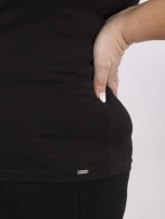 Czarny t-shirt plus size w jednolitym kolorze 
