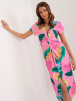 Hurtownia Różowa sukienka damska z printem