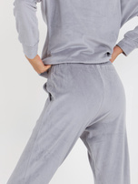 Hurtownia Szara miękka piżama welurowa ze spodniami 