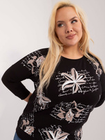Hurt Czarna bluzka plus size z okrągłym dekoltem 