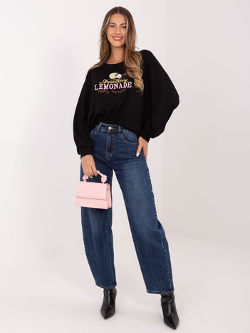 Czarna asymetryczna bluza bez kaptura RUE PARIS 