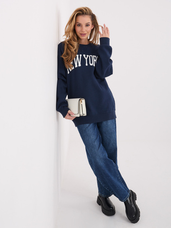 Granatowa dresowa bluza z nadrukiem