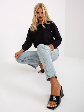 Hurt Czarna krótka bluza bez kaptura bawełniana RUE PARIS