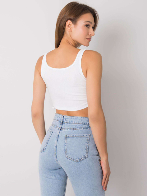 Biały crop top ze ściągaczami Loretta RUE PARIS