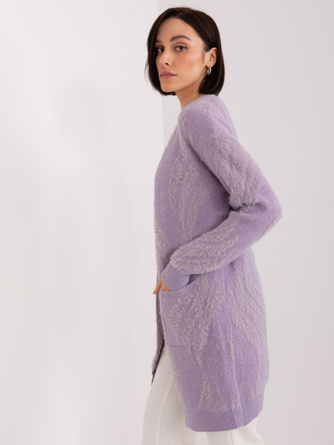 Hurtownia Jasnofioletowy kardigan damski we wzory