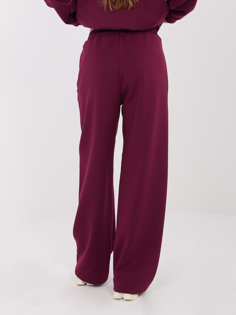 Burgundowe dresowe spodnie z przeszyciami