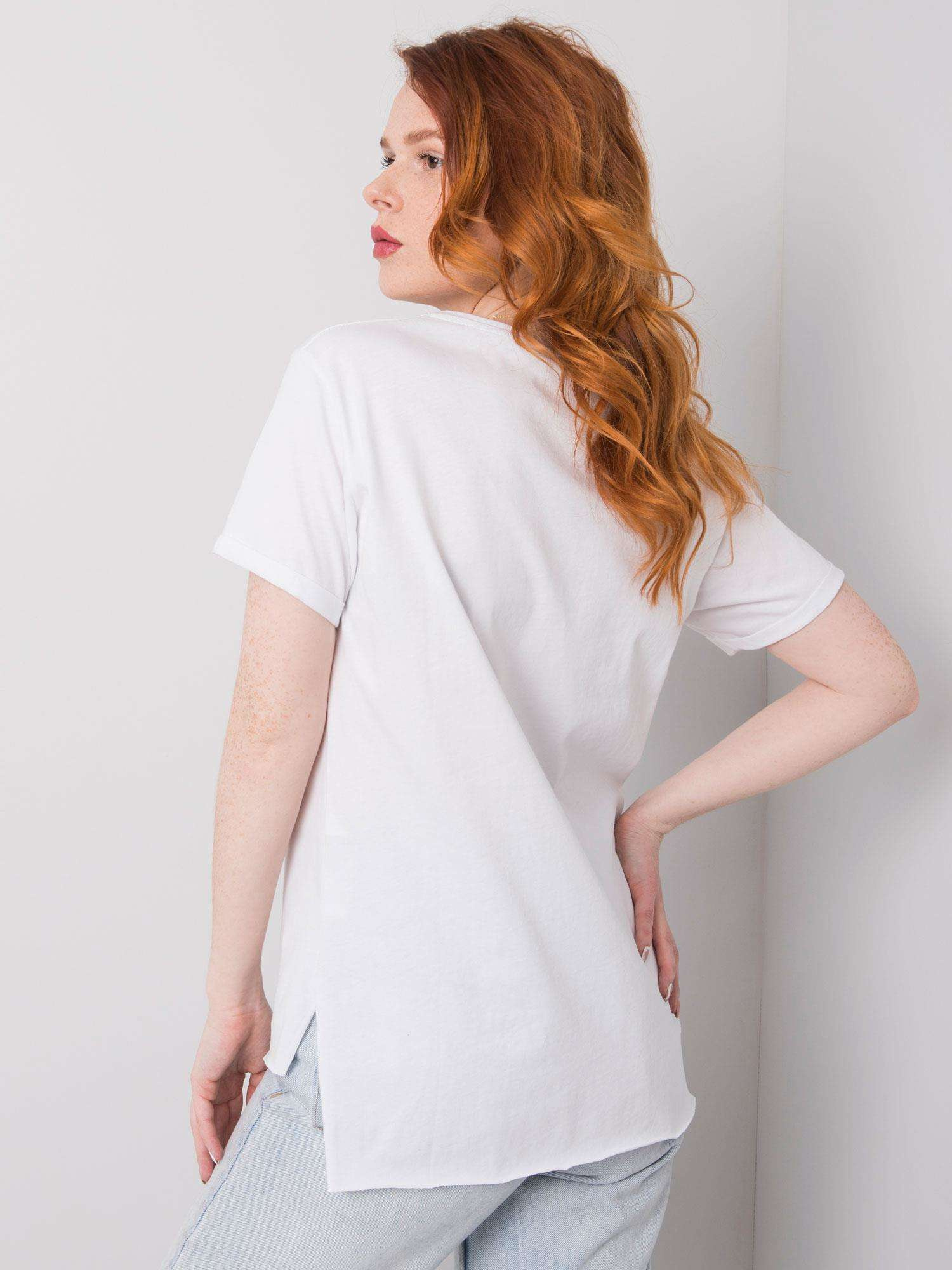 Biały t-shirt damski z aplikacją Evelyn