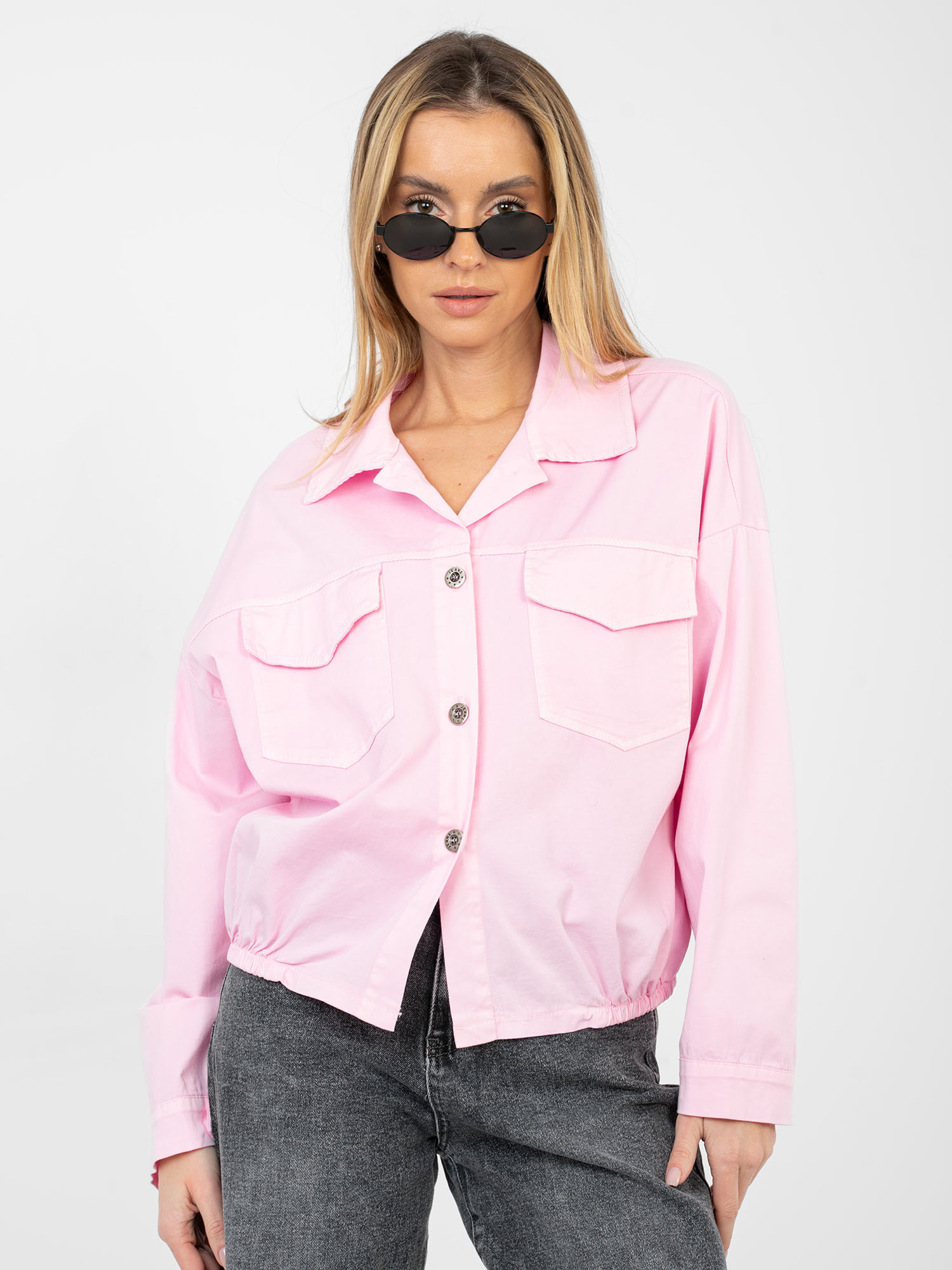 Světle růžová oversize košile z bavlny RUE PARIS.