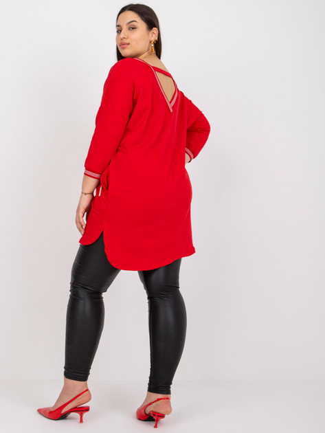 Czerwona dresowa tunika plus size z napisami Blanche