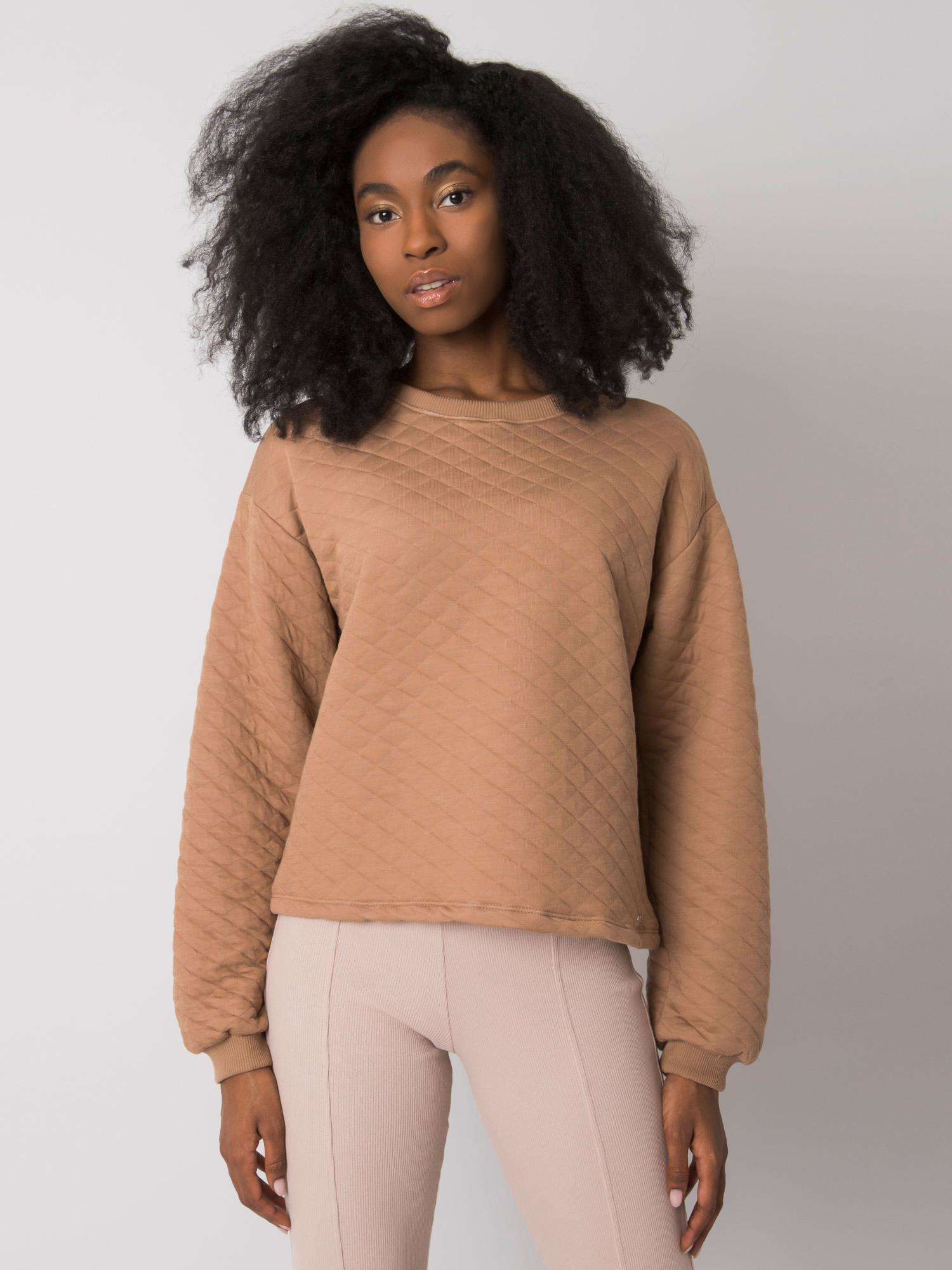 Kamel-farbene gesteppte Sweatshirt ohne Kapuze Kerstine.