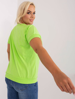 Hurt Jasnozielona damska bluzka plus size z kieszonką