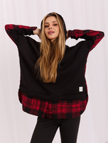 Schwarz-rote Damenhoodie mit Kapuze Freyah RUE PARIS.