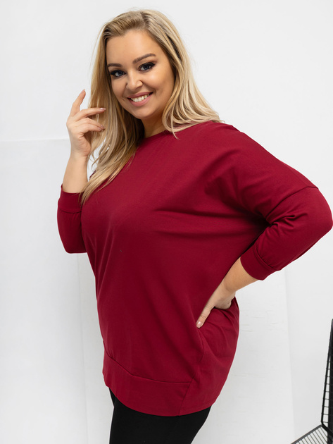 Bordowa bawełniana bluzka plus size