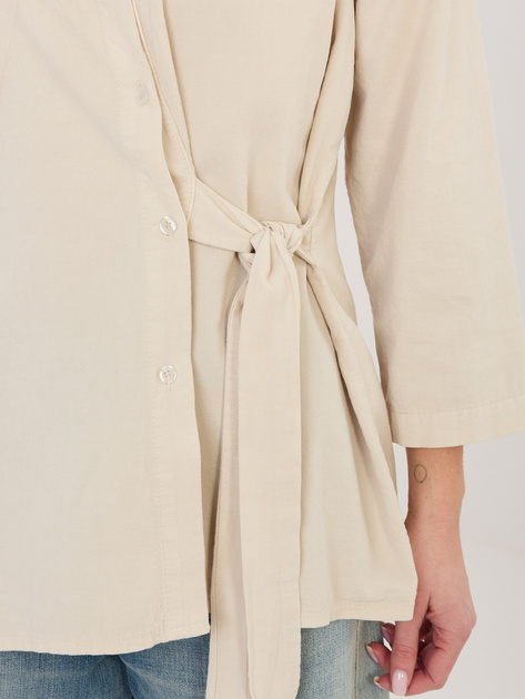 Beżowa asymetryczna koszula z sztruksu RUE PARIS