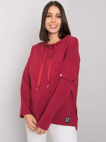 Bordowa bluzka plus size z kieszenią na rękawie Lunnara
