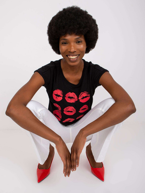 Czarny t-shirt z nadrukiem Malvina MAYFLIES