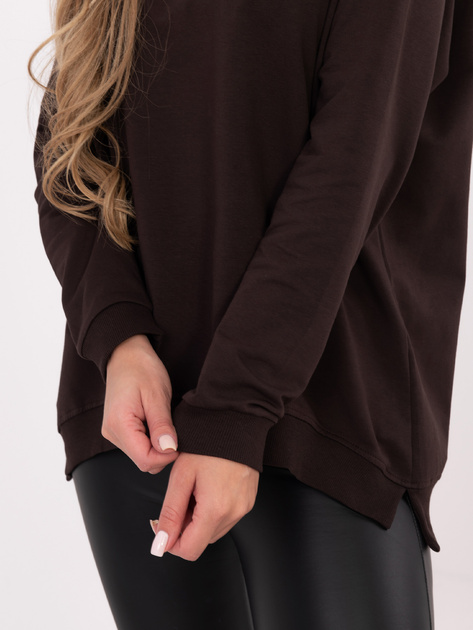 Czekoladowa bluza basic z dłuższym tyłem RUE PARIS
