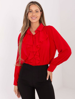 Czerwona elegancka koszula z żabotem