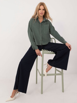 Hurt Ciemnozielona sztruksowa koszula oversize na guziki SUBLEVEL 