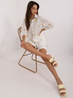 Hurtownia Biało-żółty damski komplet ażurowy na lato