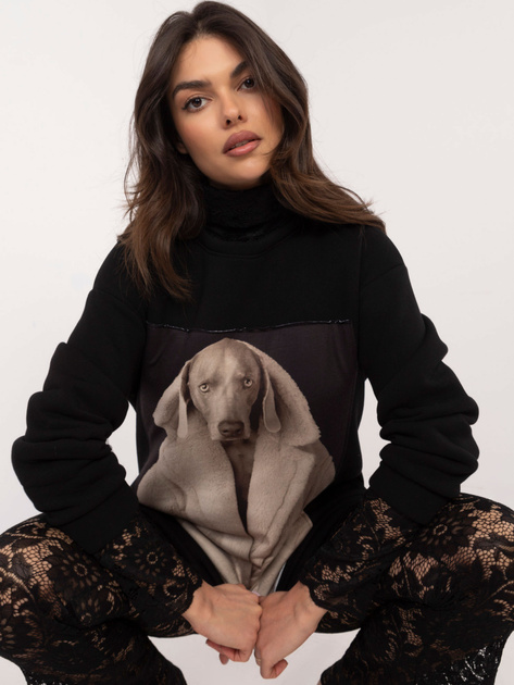 Hurtownia Czarna bluza z nadrukiem o kroju oversize