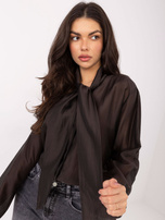 Czekoladowa rozpinana koszula z wiązaniem