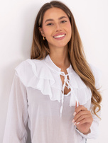 Biała damska bluzka oversize z żabotem