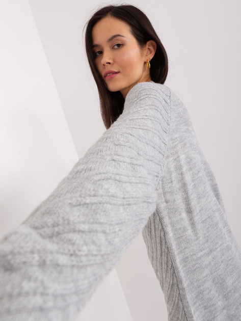 Hurt Szary sweter oversize ze ściągaczami