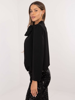 Hurt Czarna damska bluzka wizytowa z różą