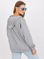 Szara melanżowa dresowa bluza z kapturem z bawełny