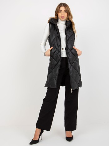 Hurt Black quilted vest made of eco-leather.