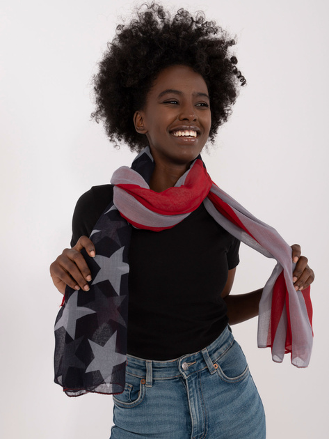 Hurt Czerwono-szara damska chusta we wzory